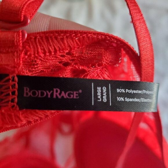 Body Rage Womens Lingerie Red L Padded Underwire Thong Sexy Studded - Picture 3 of 8